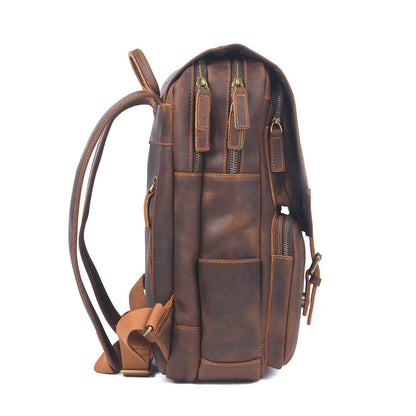 Vintage Large Capacity Crazy Horse Leather Backpack