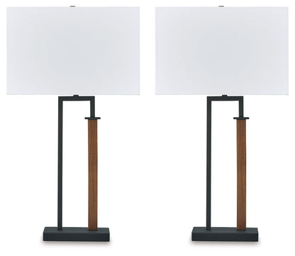 Voslen - Metal Table Lamp (Set of 2) - Black / Brown
