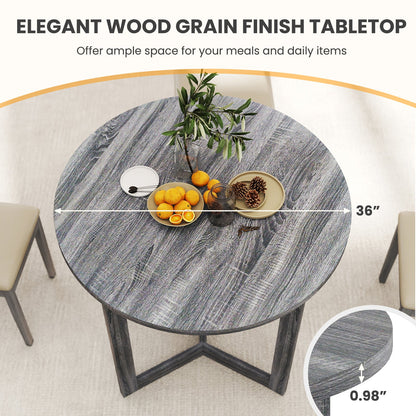 36 Inch Round Wood Dining Table for 2-4 People with Wing-shaped Pedestal Base