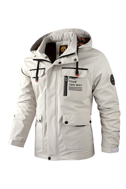 Fashion Men's Casual Windbreaker Jackets Hooded Jacket Man Waterproof Outdoor Soft Shell Winter Coat Clothing Warm Thick Tops