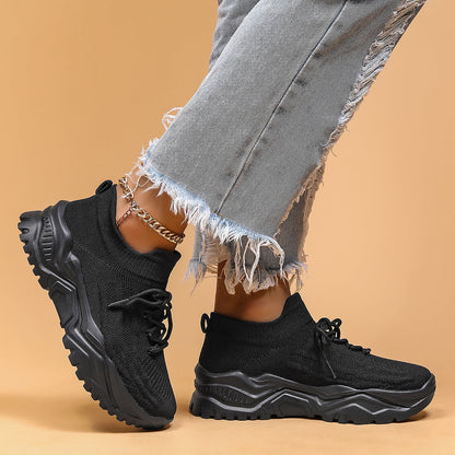 Plus Size Sports Women's Shoes Breathable Flying Woven Lazy Shoes