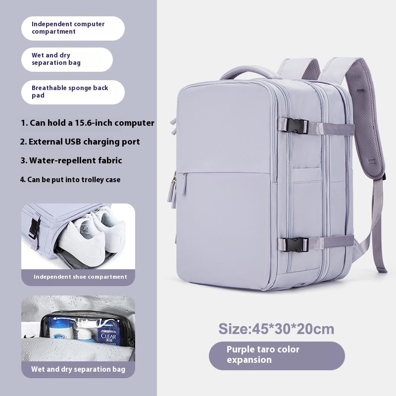 Backpack Women's Large Capacity Travel Men's Business Trip Can Be Expanded