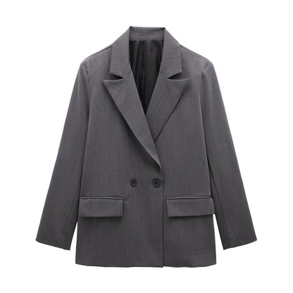 Summer Casual Relaxed-fit Double-breasted Blazer