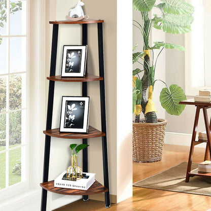 4-Tier Corner Shelf Metal Storage Rack Domestic Bookcase