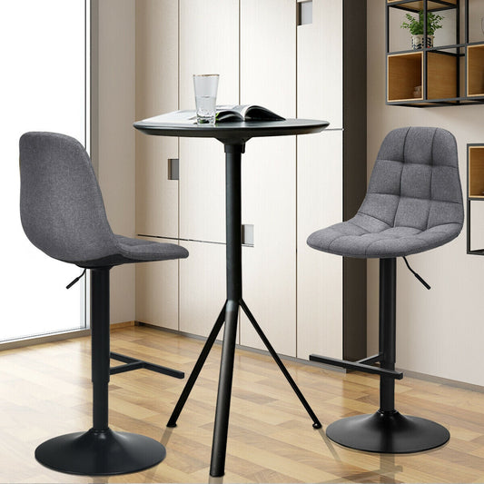 2 Pieces Adjustable Bar Stools Swivel Counter Height Linen Chairs-Brown
