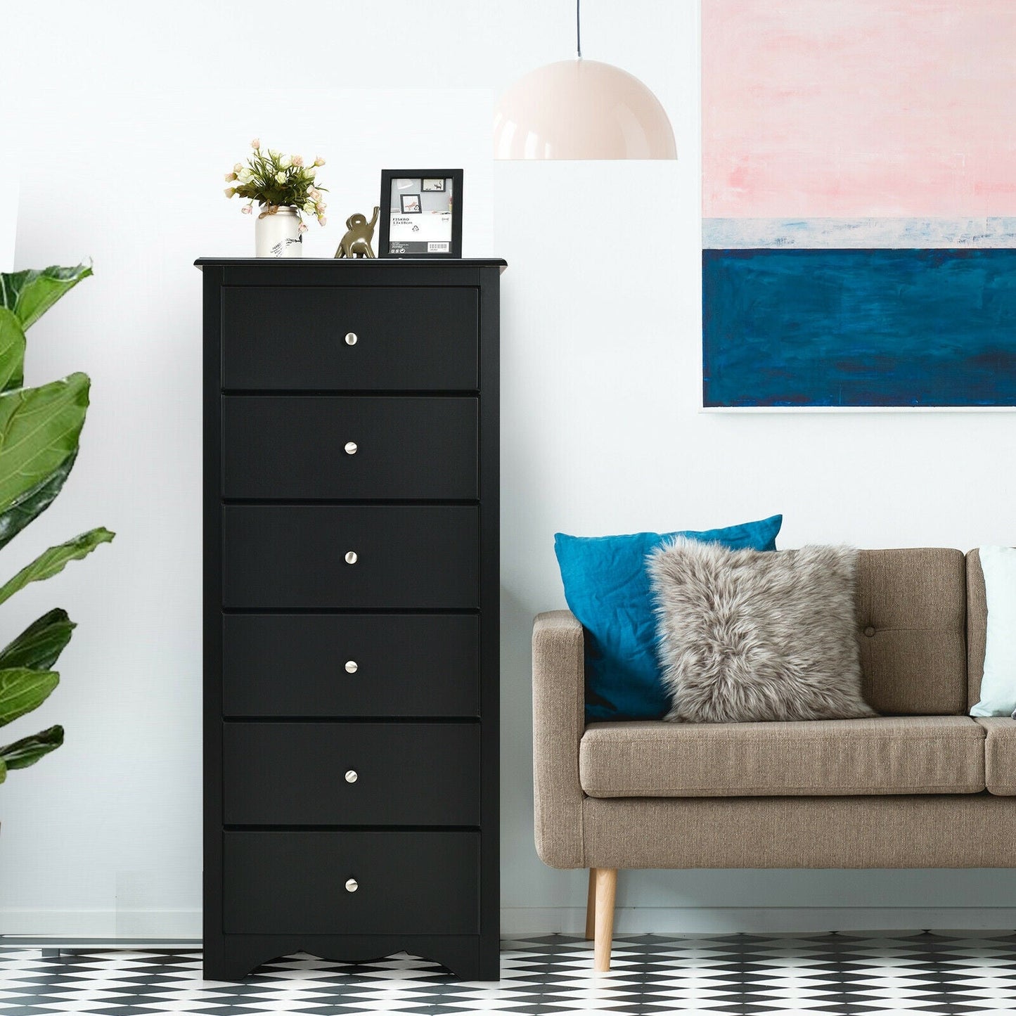 6 Drawers Chest Dresser Clothes Storage Bedroom Furniture Cabinet