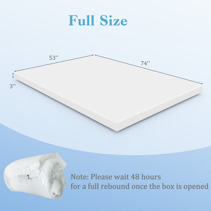 3 Inch Gel-Infused Memory Foam Mattress Topper with Removable Cover