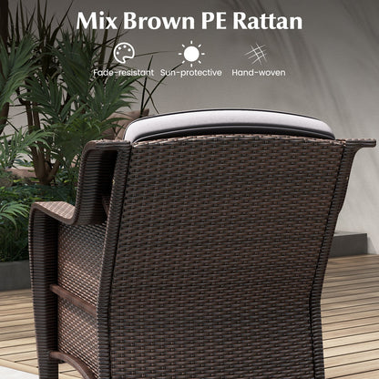 3 Pieces Outdoor Rattan Furniture Set with Cushions and Tempered Glass Coffee Table-Gray