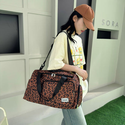 Leopard Print Large Capacity Travel Shoulder Bag Zebra Print Retro