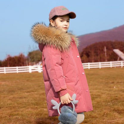 Children's Down Jacket Mid-length Western Style Fashionable Winter Clothes Coat