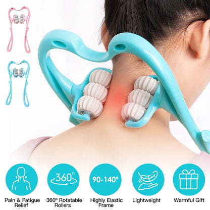1Pc Neck Roller Massager 360 Rotatable Trigger Point Roller Portable Massager With 6 Balls For Neck Leg Thigh Foot Pain Relief