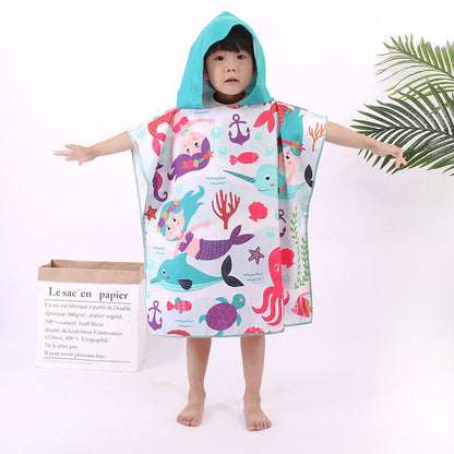 Microfiber Children's Cloak Double-sided Velvet Quick-drying Beach Towel