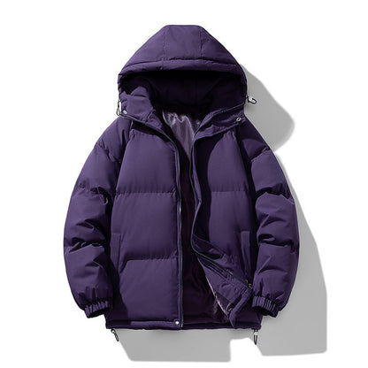 Men's Hoodie Coat Winter Fashion Solid ZIp-up Thickened Cotton-padded Jacket Casual Warm Outwear Top Clothing
