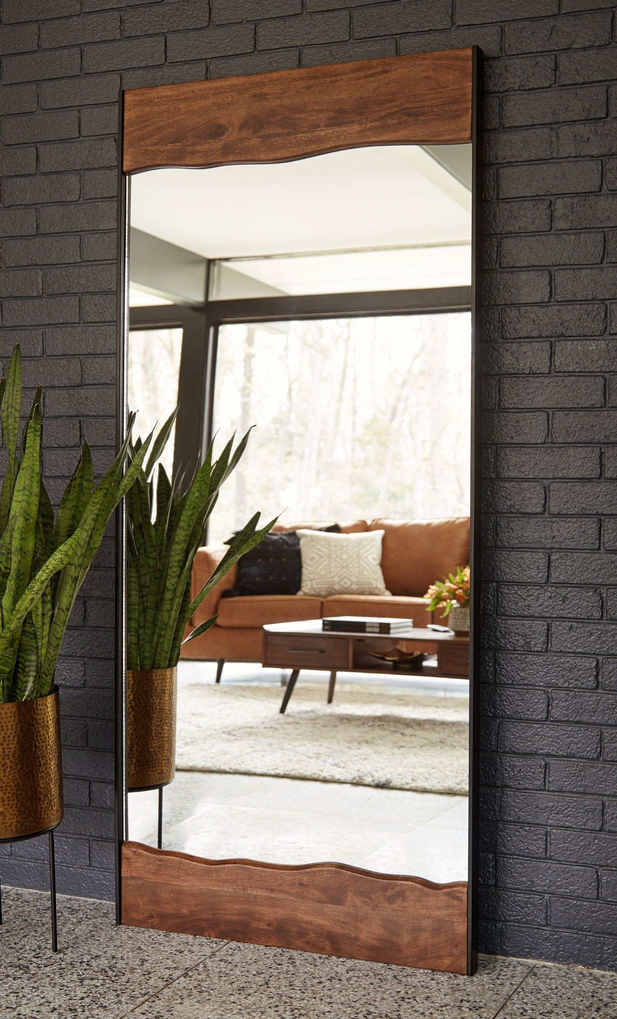 Panchali - Floor Mirror - Brown / Black