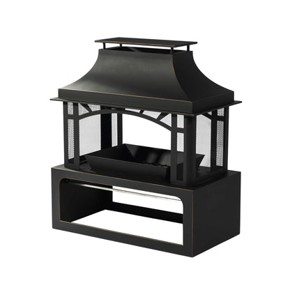 Alora 40-Inch Outdoor Steel Wood-Burning Backyard Fireplace Fire Pit (SAK45758)