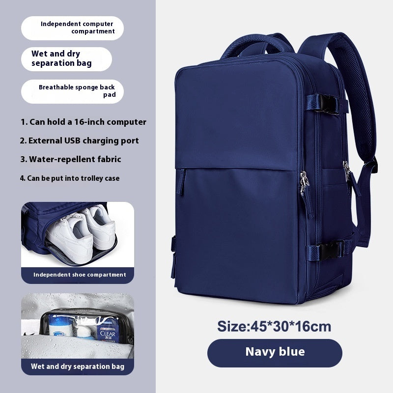 Backpack Women's Large Capacity Travel Men's Business Trip Can Be Expanded