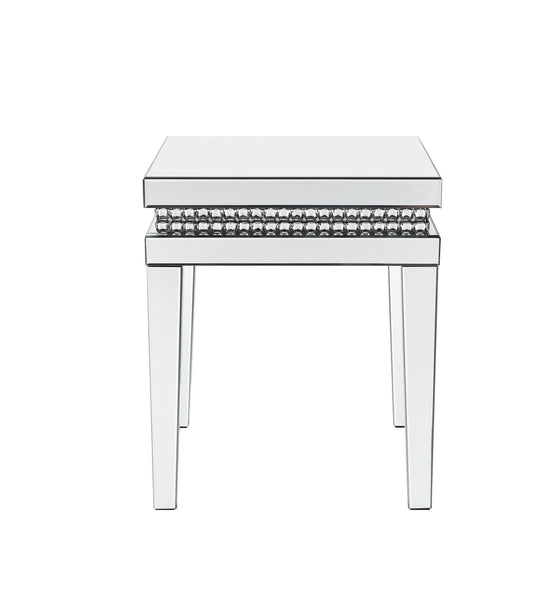 Lotus - 20" End Table - Mirrored & Faux Ice Cube Crystals