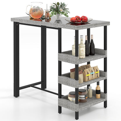 43.5 Inch Outdoor Bar Table with Tempered Glass Top