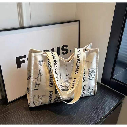 Large Capacity Canvas Women's Travel Tote Portable Shopping Bag