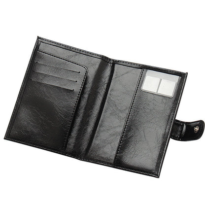 Oil Wax Leather Pattern Hardware Double-headed Passport Case