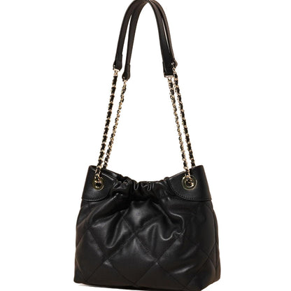 Genuine Leather Pleated ShoulderCrossbody Bag With Chain Strap