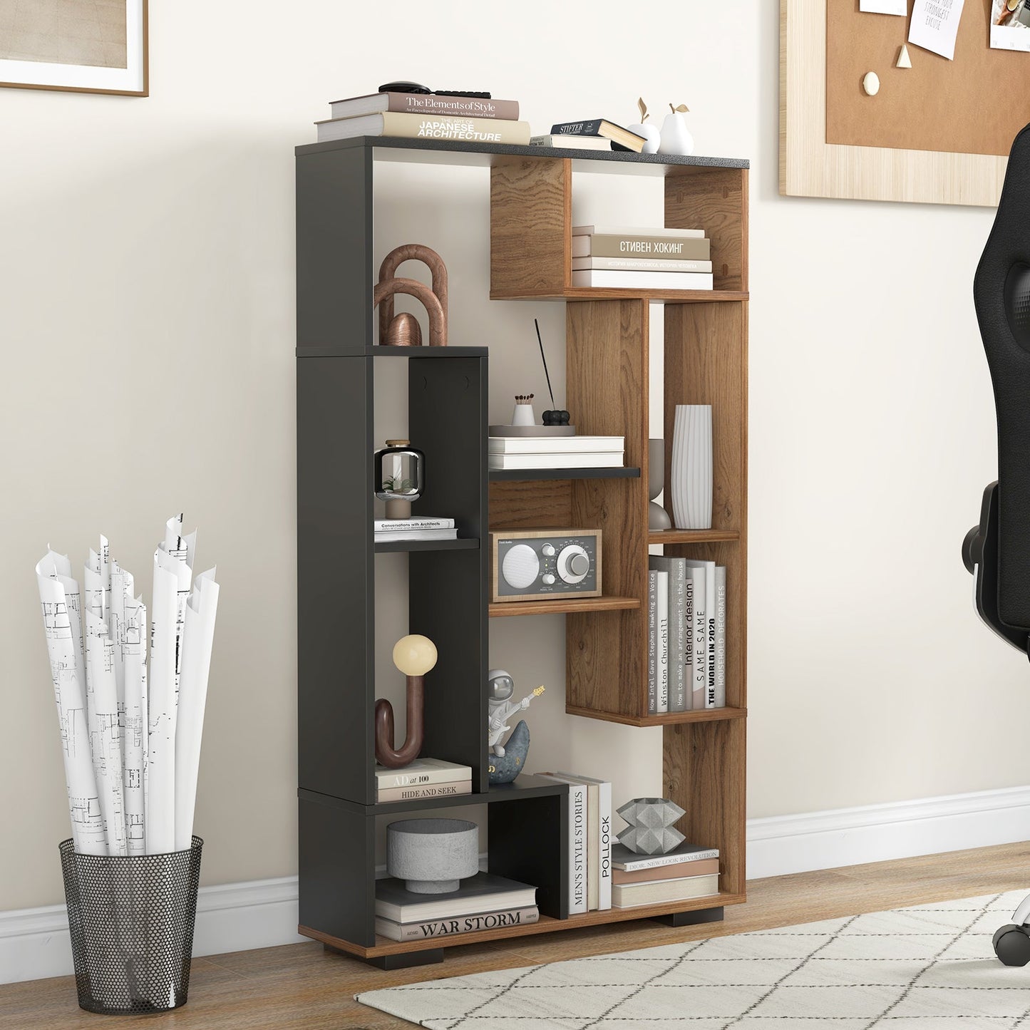 47-Inch Tall Bookshelf for Home Office Living Room