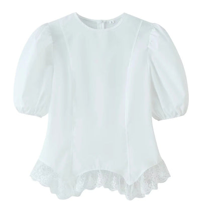 Fashionable Casual Top With Flared Hem And Puff Sleeves