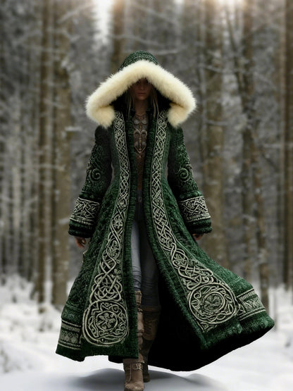 Long Loose-fitting Hooded Coat With A 3D Digital Print