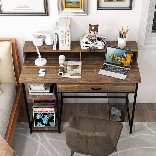48 Inch Computer Desk with Monitor Stand Drawer and Shelves