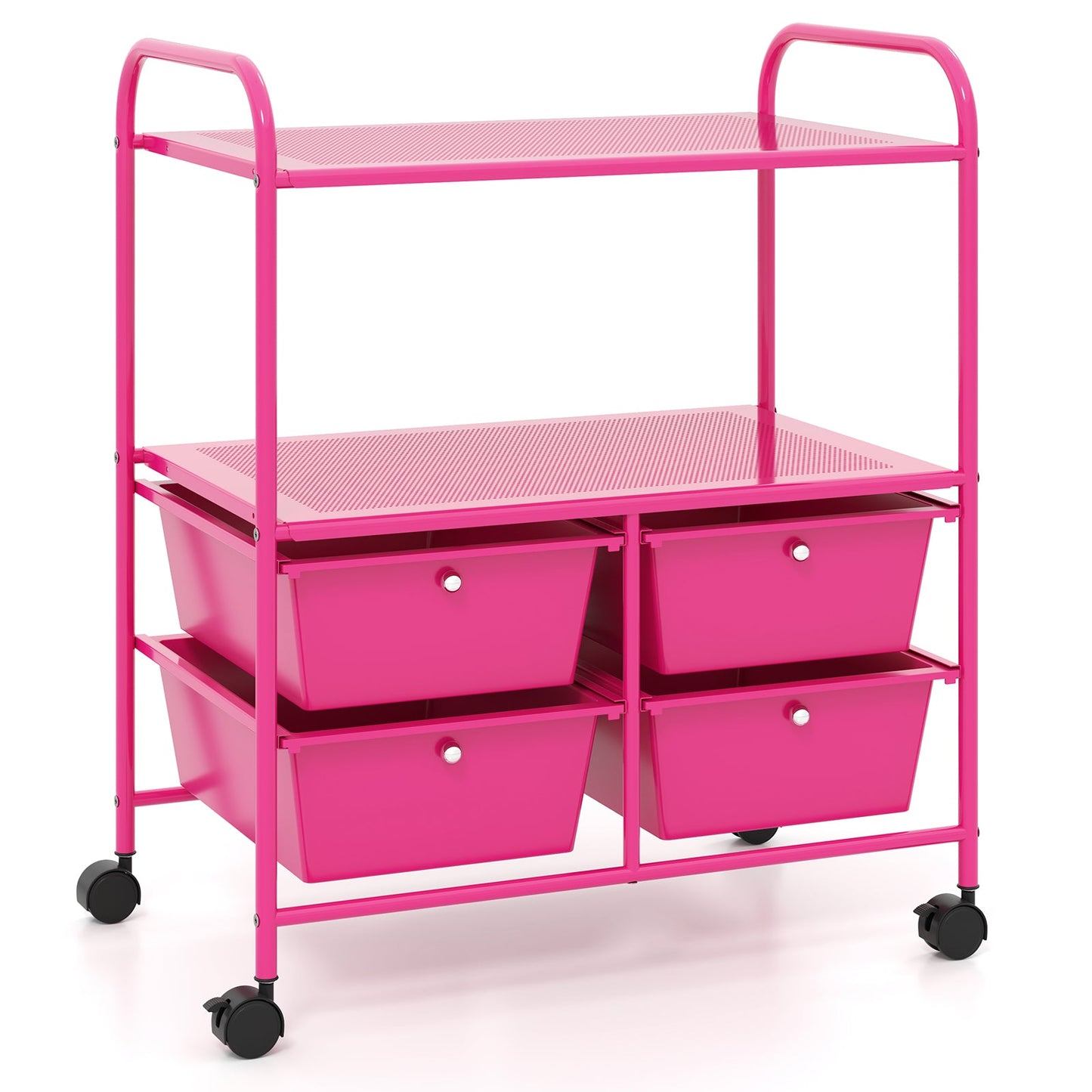 Mobile 4 Drawers Shelves Rolling Storage Cart Rack
