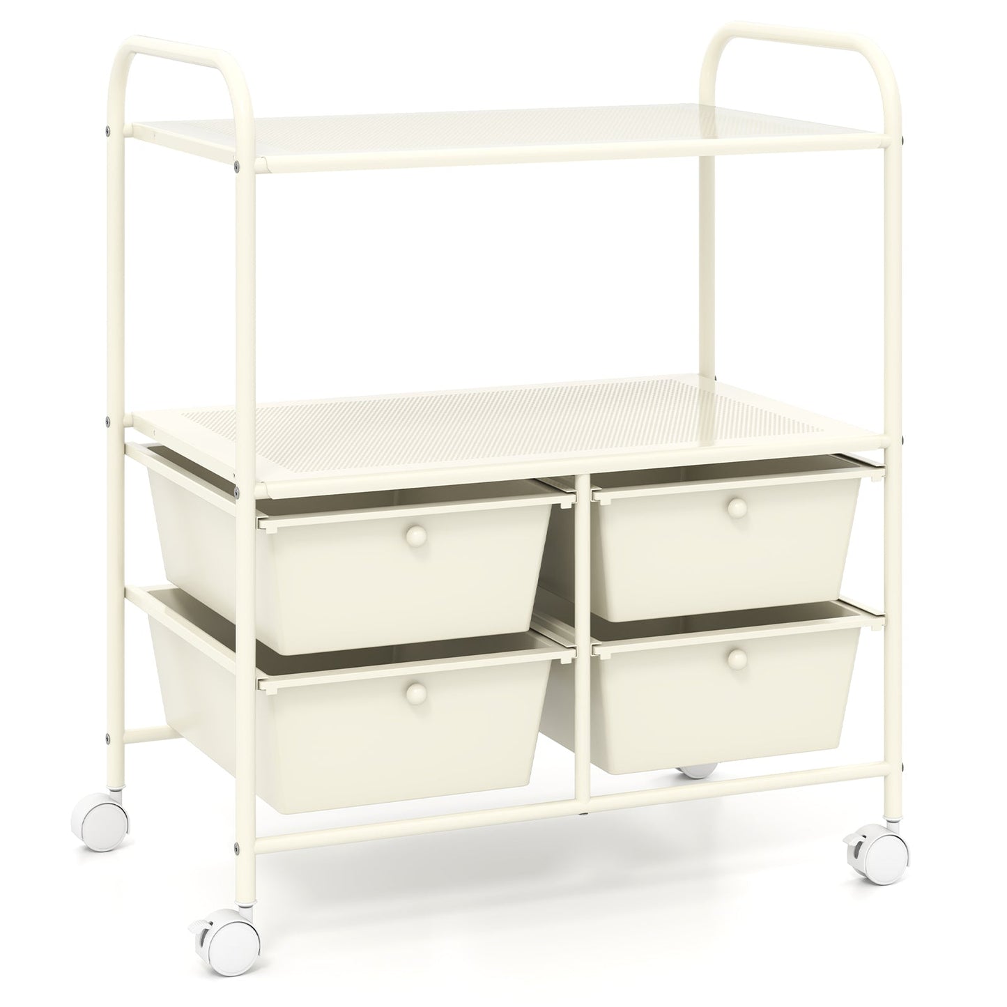 Mobile 4 Drawers Shelves Rolling Storage Cart Rack