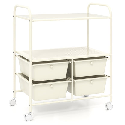 Mobile 4 Drawers Shelves Rolling Storage Cart Rack
