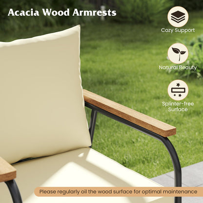 4 Pieces Patio Furniture Set with Tempered Glass Coffee Table