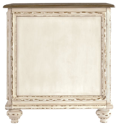 Realyn - Chair Side End Table - Insert Mirror - White / Brown