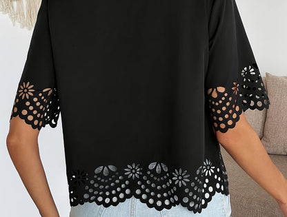 Elegant Lace Hollow-Out Casual Top For Women