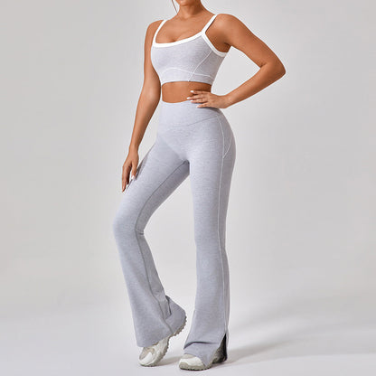 Outdoor Sports Yoga Suits Women's Spaghetti Strap Contrast Color Fitness Set Outfits