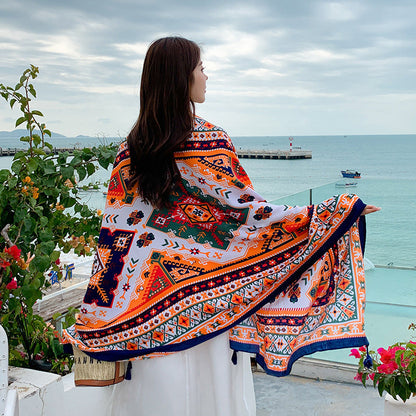 Sun-proof All-matching Shawl Beach Travel Dual-use Outdoor Beach Towel