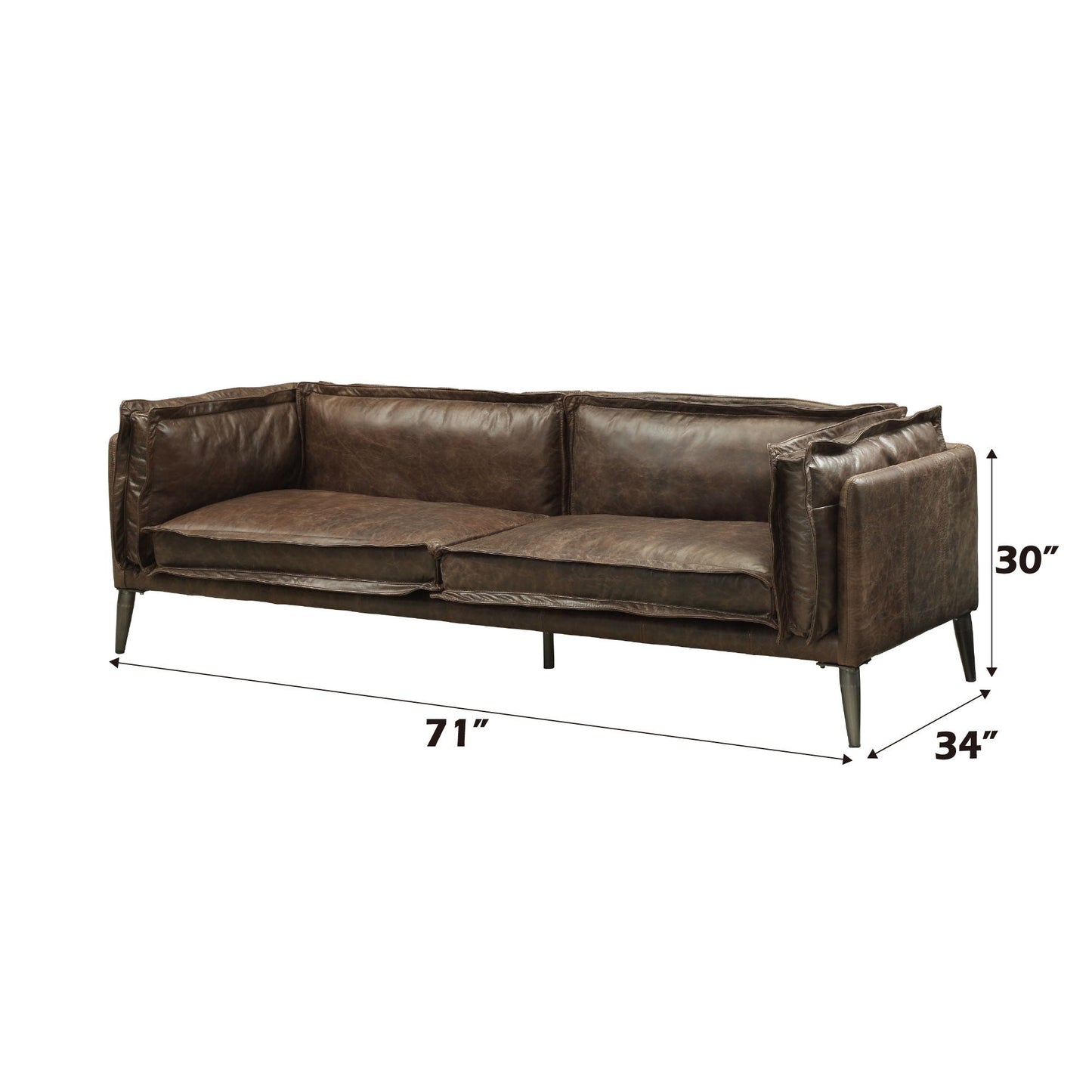 Porchester - Loveseat - Distress Chocolate Top Grain Leather