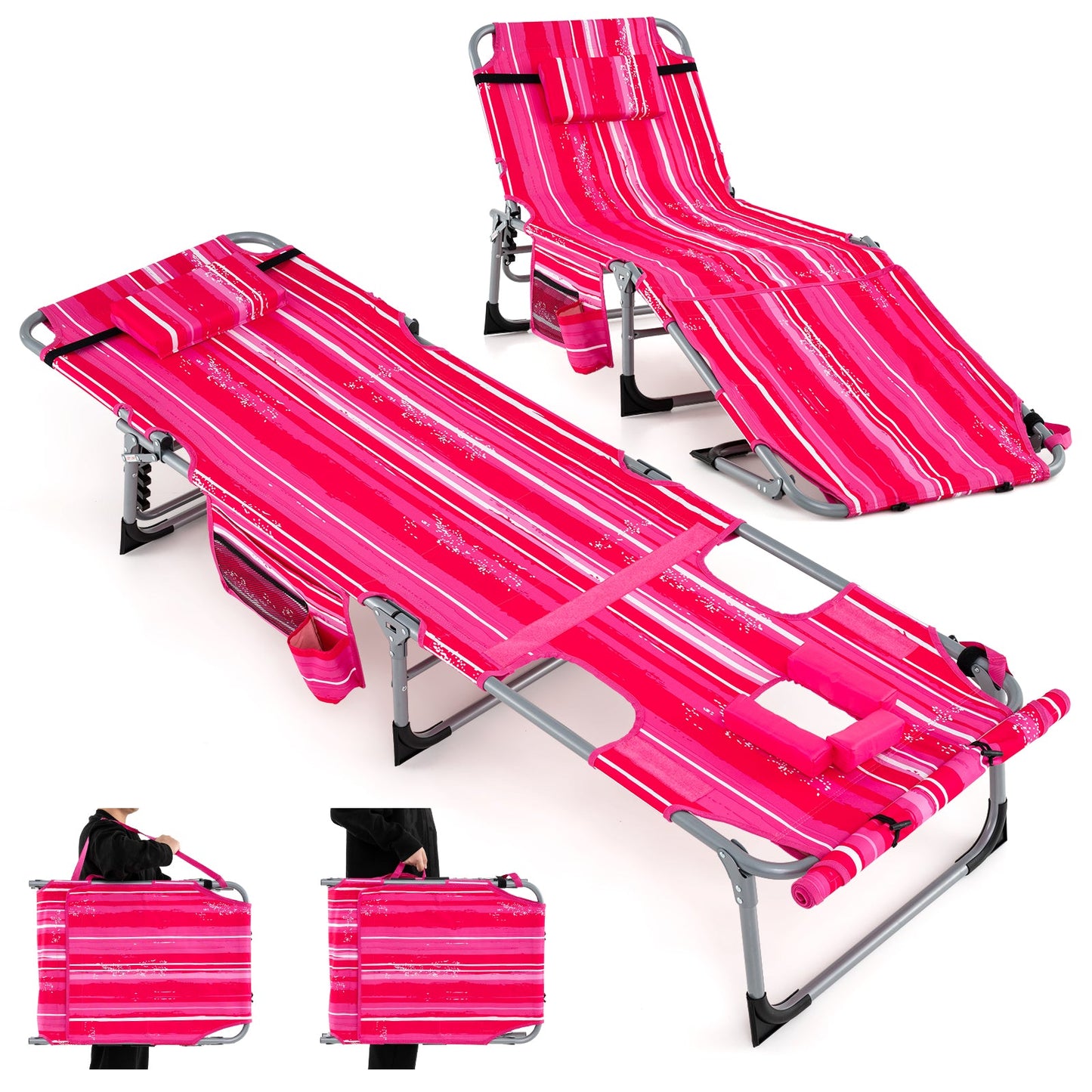 5-position Outdoor Folding Chaise Lounge Chair