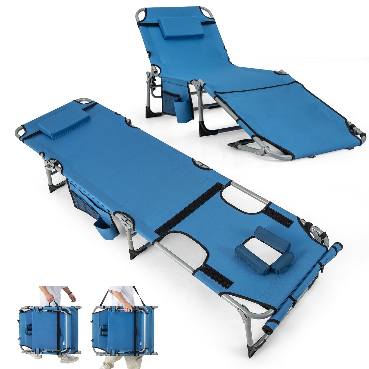 5-position Outdoor Folding Chaise Lounge Chair