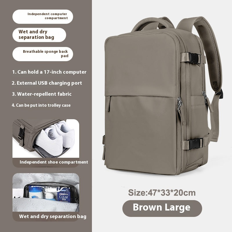 Backpack Women's Large Capacity Travel Men's Business Trip Can Be Expanded