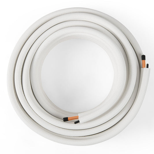 50 Feet Mini Split Line Set with 1/4 Inch and 1/2 Inch O.D. Copper Pipes Tubing
