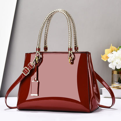 Fashionable Patent Leather Glossy Handbag Large-Capacity Casual Shoulder Crossbody Bag