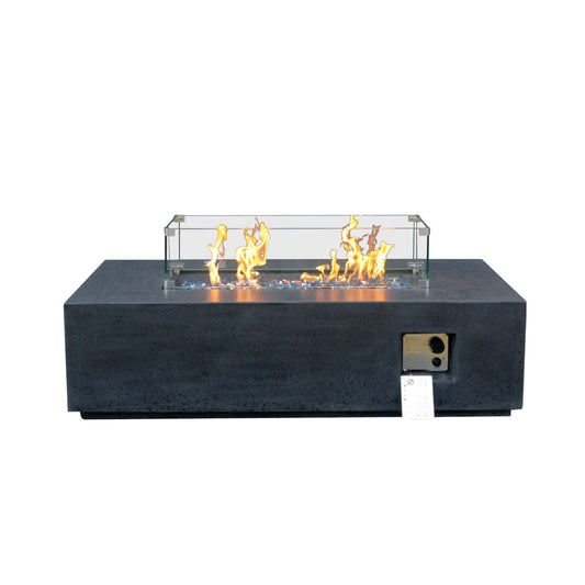 Alora 52-Inch Portable Concrete Rectangular Propane Fire Pit Table With Repair Kit (SAK52304)