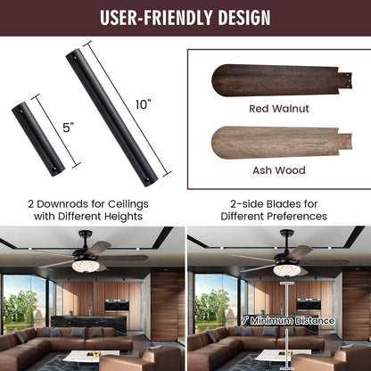 52 Inches Ceiling Fan with Remote Control
