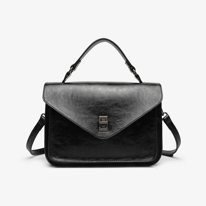 Oil-waxed Leather Vintage New Style Minimalist Fashionable Elegant Womens