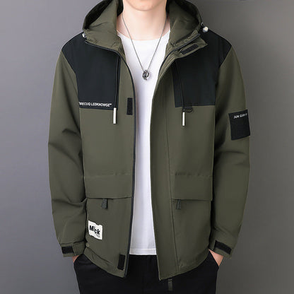 Men's Windproof Jacket Outdoor Loose Hooded Waterproof Jacket