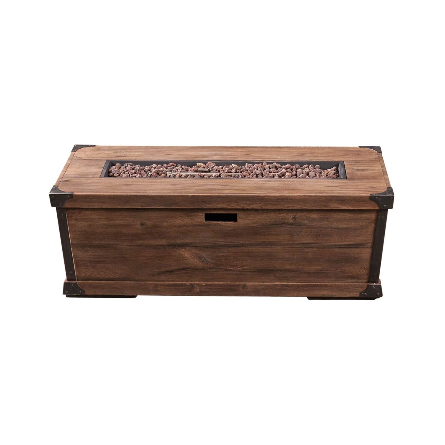 Alora 56-Inch Outdoor 50K BTU Wood Pattern Rectangle Gas Burning Fire Pit (SAK43681)