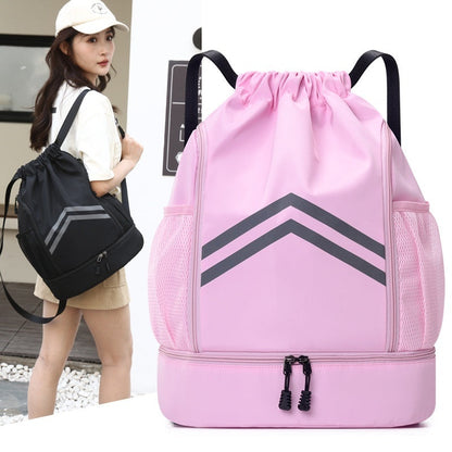 Men's Drawstring Drawstring Bag With Reflective Backpack For Sports