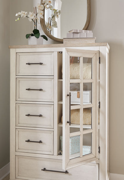 Shaybrock - Door Chest - Antique White / Brown